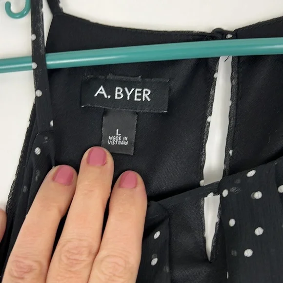 A.BYER polka dot spaghetti strap dress black and white L - Picture 8 of 10